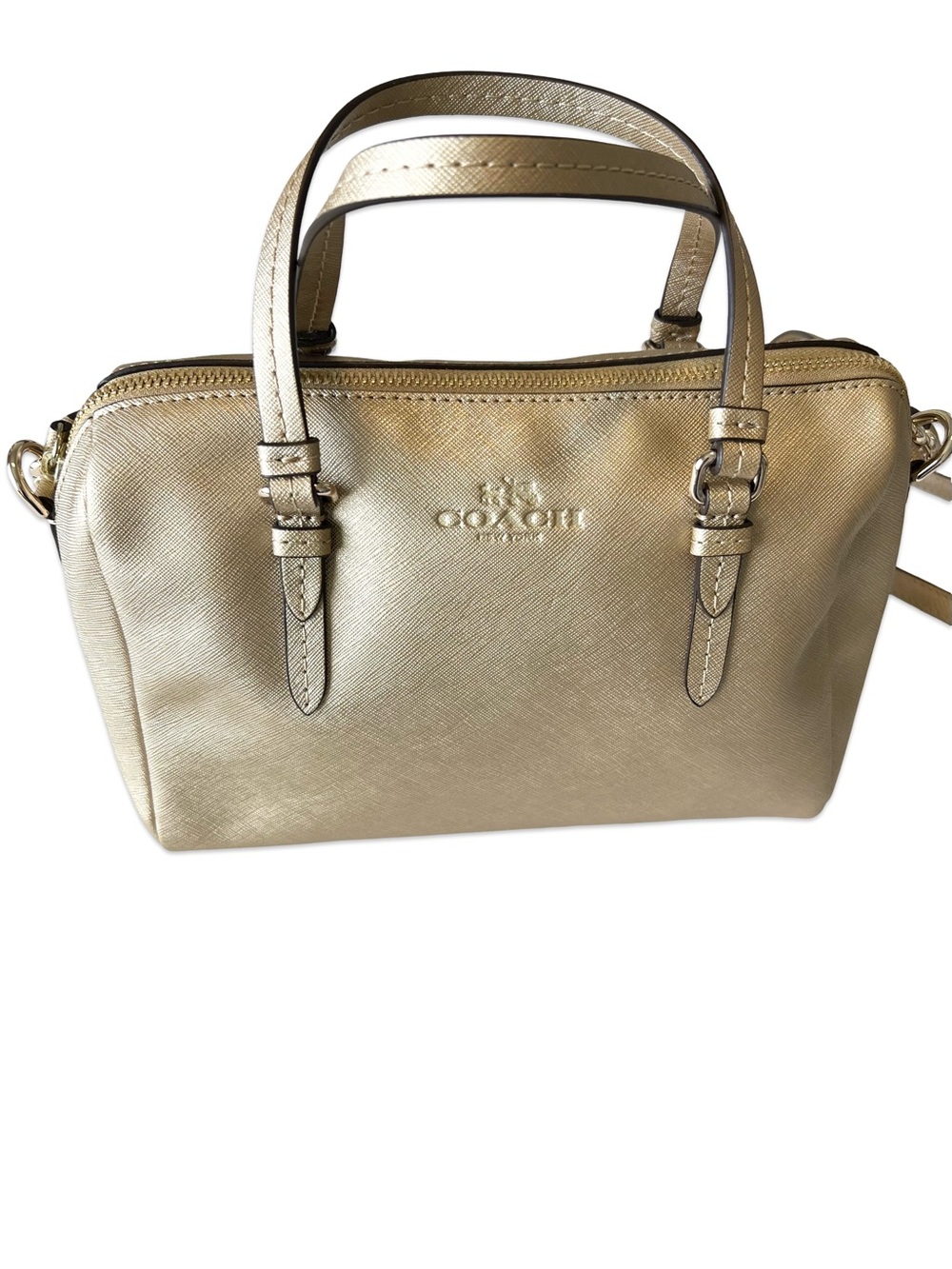 Coach gold leather crossbody bag NWOT Neutral Small purse Luxury bag Duffel